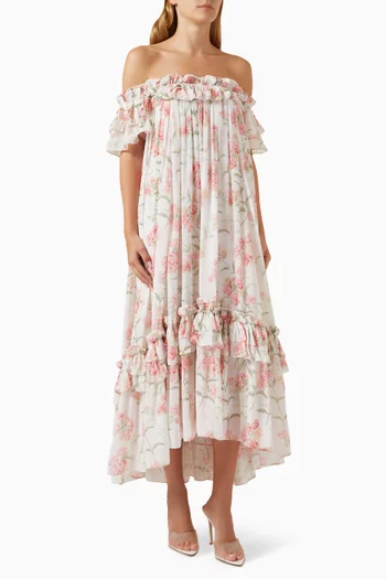 Summer Posy Aria Off-shoulder Gown in Chiffon