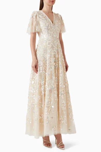 Paradise Short-sleeve Gown in Tulle