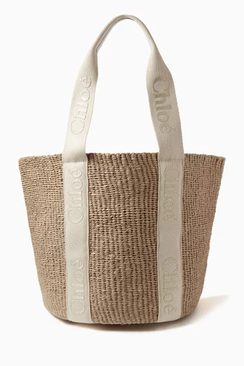 Large Woody Basket Tote Bag in Fair-trade Paper