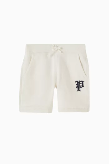 Embroidered Athletic Shorts in Cotton-blend