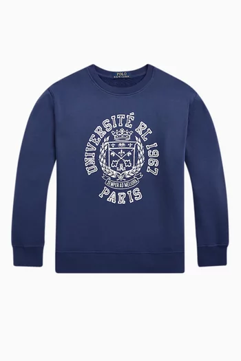 Graphic Pullover in Cotton-blend Fleece