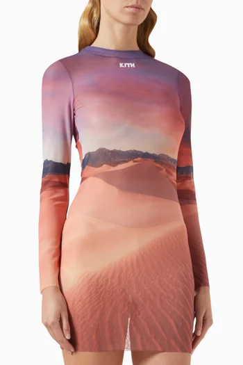 Desert Sunset Mulberry Mini Dress in Mesh