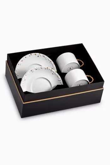 طقم فناجين وأطباق إسبريسو هاس موهافي مطلي بالذهب، زوجان