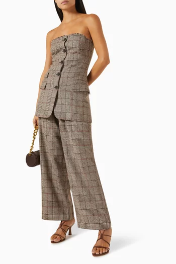 Deva Checks Vest in Wool-blend