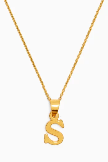 Letter 'S' Initials Pendant Necklace in 18kt Gold-plated Sterling Silver