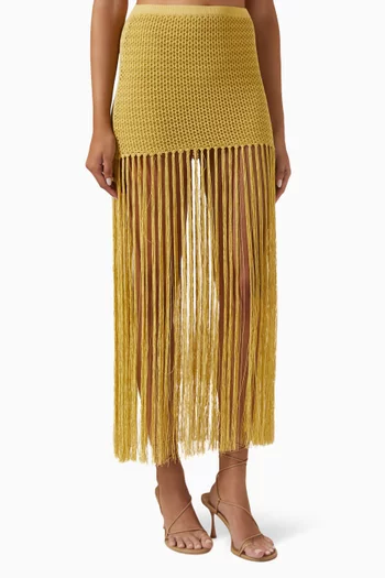 Calista Fringe Mini Skirt in Acrylic-blend Knit
