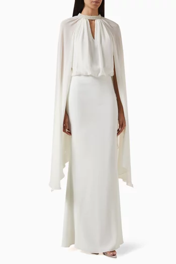 Sonya Embellished-trim Maxi Dress in Crepe
