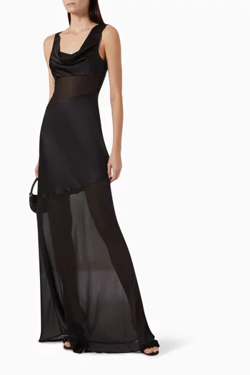 Idalia Maxi Dress in Satin & Georgette