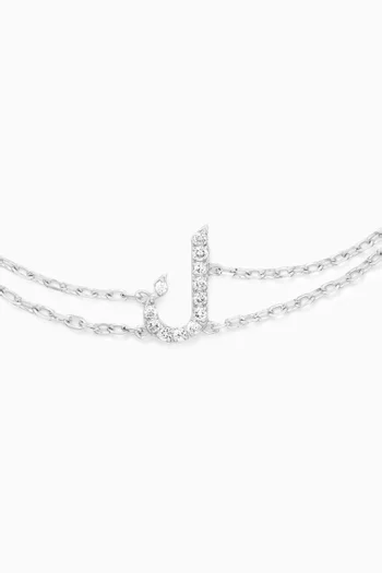 Arabic Letter 'L' ل Diamond Bracelet in 18kt White Gold