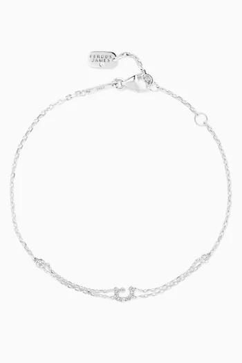 Arabic Letter 'N' ن Diamond Bracelet in 18kt White Gold