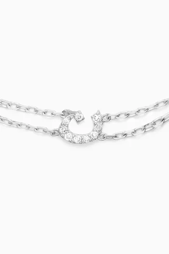 Arabic Letter 'N' ن Diamond Bracelet in 18kt White Gold