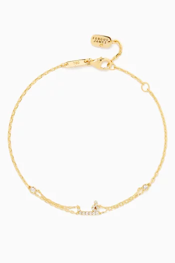 Arabic Letter 'F' ف  Diamond Bracelet in 18kt Gold