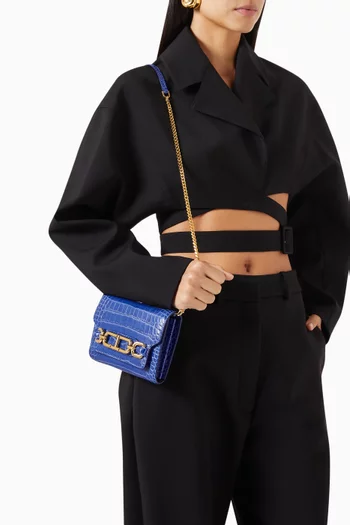 Mini Shoulder Bag in Printed-Croc Leather
