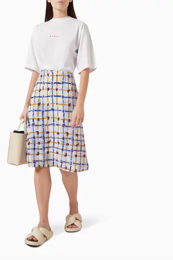 Printed Midi Skirt in Silk