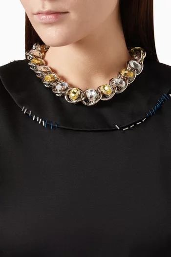 Rhinestone Chunky Chain Necklace in Brass