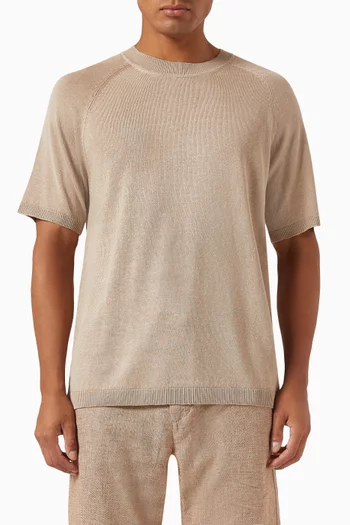 Crewneck T-shirt in Linen-knit