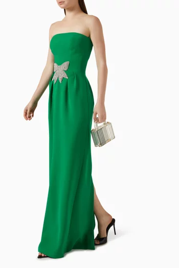 Strapless Crystal-bow Gown