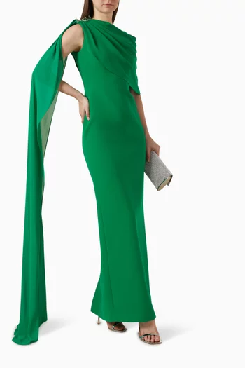 Draped Crystal-embellished Gown