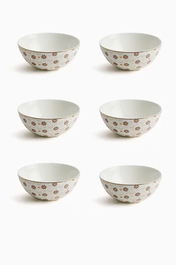 Palm Printed Bowls, Set of 6