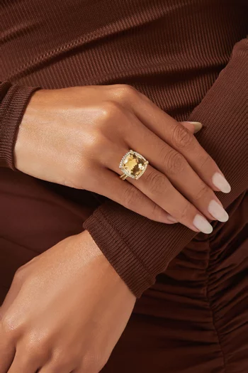 Chatelaine® Champagne Citrine & Diamond Ring in 18kt Gold