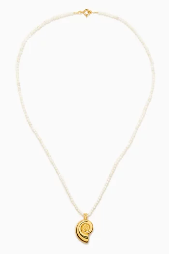 Mini Shell & Pearl Chain Necklace in 18kt Gold-plated Sterling Silver