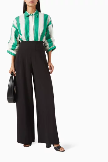 Traverse Striped Oversized Bodysuit Shirt in Cotton-poplin