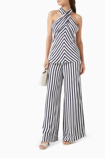 Dawn Striped Top in Crepe de Chine Viscose