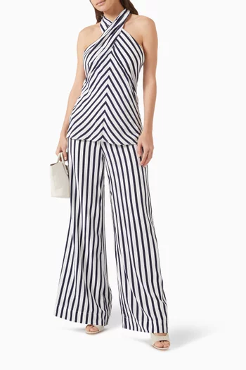 Luke Striped Pants in Crepe de Chine Viscose