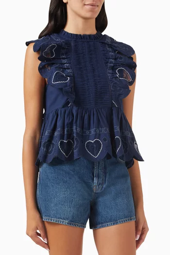 Jeanetta Eyelet Tank Top in Cotton