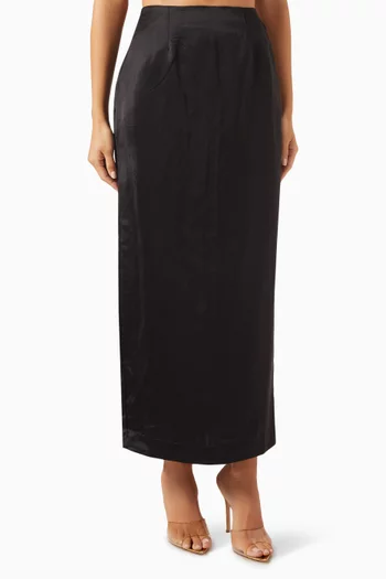 Gigi Pencil Maxi Skirt in Satin