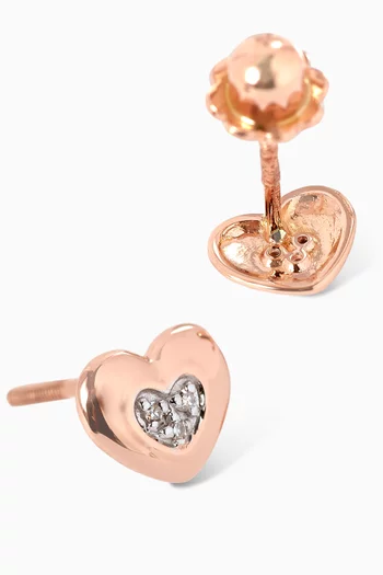 Ara Bambi Diamond Hearts Stud Earrings in 18kt Rose Gold