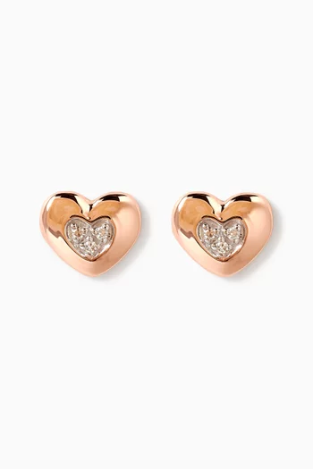 Ara Bambi Diamond Hearts Stud Earrings in 18kt Rose Gold