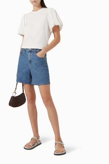 Yasristo Embellished Shorts in Denim