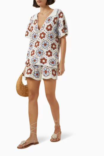 Dawn Flower Shorts in Crochet