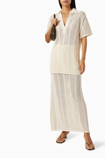 Arlo Relaxed Polo Top in Crochet