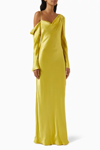 Sofia Asymmetrical Maxi Dress in Viscose Blend