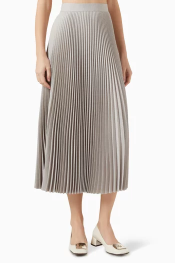 Pleated Melange Midi Skirt in Viscose