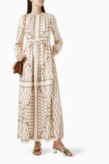 Printed Maxi Dress in Silk