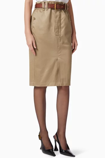 Pencil Midi Skirt in Cotton Gabardine