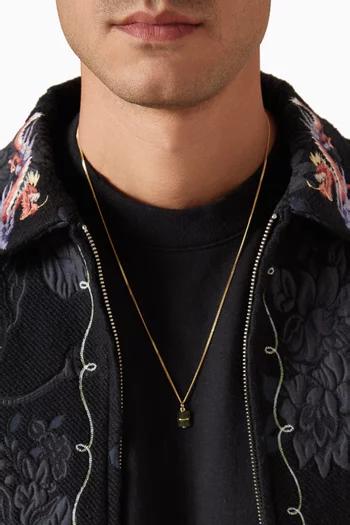 قلادة أوتيس بدلاية مرصعة بحجر اليشب فضة إسترلينية مطلية بالذهب عيار 14