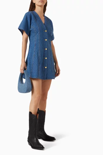 Polka-dot Mini Dress in Denim