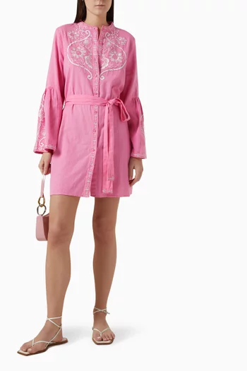 Everly Mini Kaftan in Cotton-linen