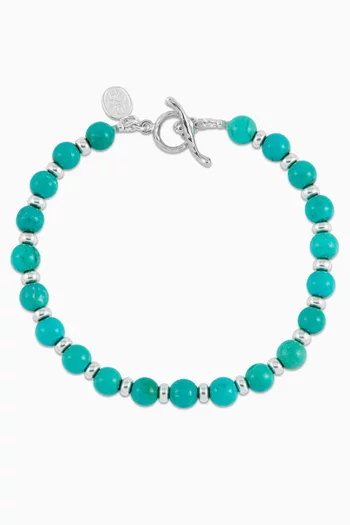 Turquoise & Halo Bead Bracelet in Sterling Silver