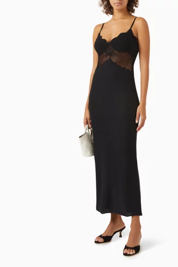 Tara Crochet Maxi Dress in Viscose-blend Knit