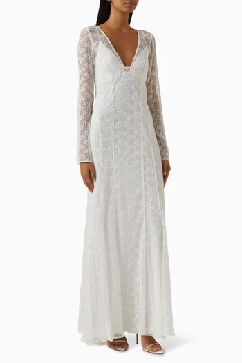 La Lune Sol Panelled Maxi Dress in Lace