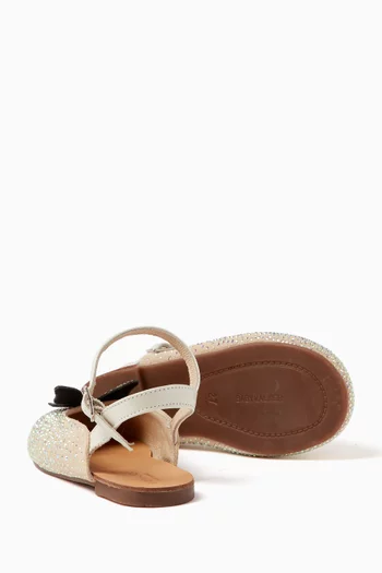 Butterfly Crystal Embellished Ballerinas in Calf Leather