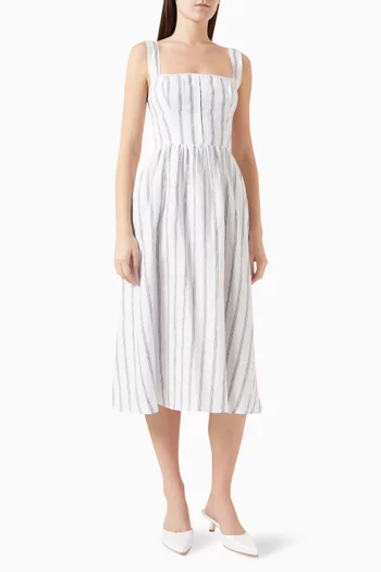 Tagliatelle Striped Midi Dress in Linen