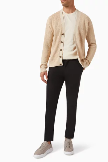 Knitted Cardigan in Linen-cotton Blend