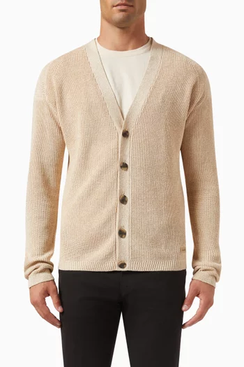 Knitted Cardigan in Linen-cotton Blend