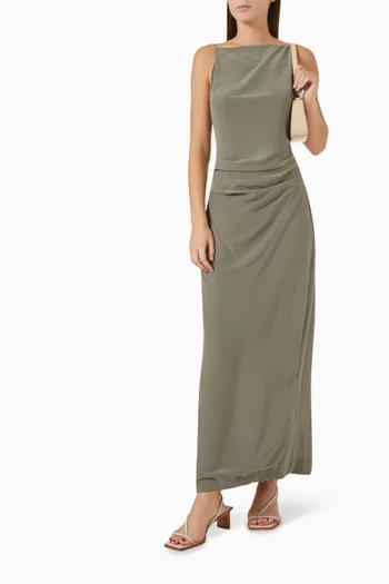 Tuck Maxi Dress in Silk